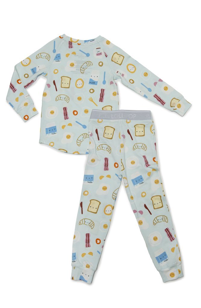 LOULOU LOLLIPOP 2 - Pc Pajama Set In TENCEL Breakfast Blue