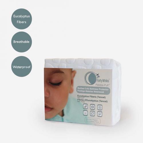 40 Winks 40 Winks - Quilted Mini Crib Mattress Protector - Eucalyptus