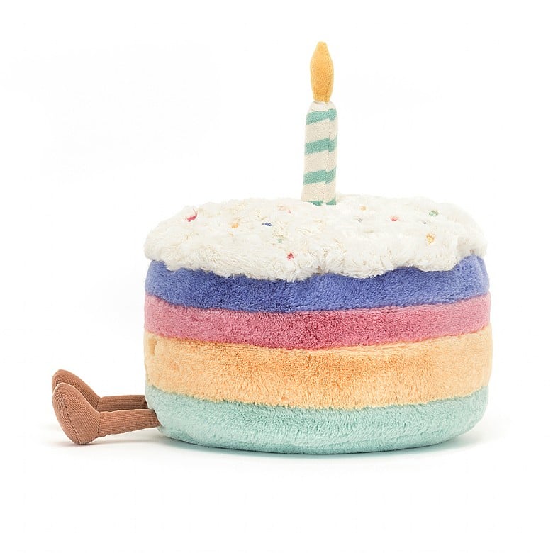 Jellycat – Gâteau d'anniversaire amusant aux couleurs de l'arc-en-ciel 