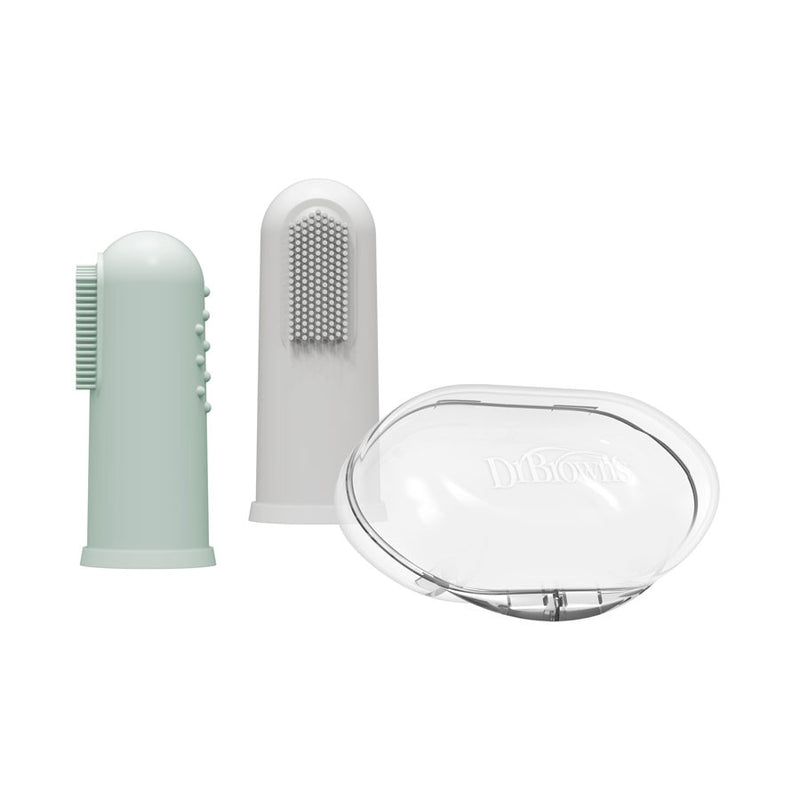 Brosse à dents en silicone pour les doigts, lot de 2 avec étui