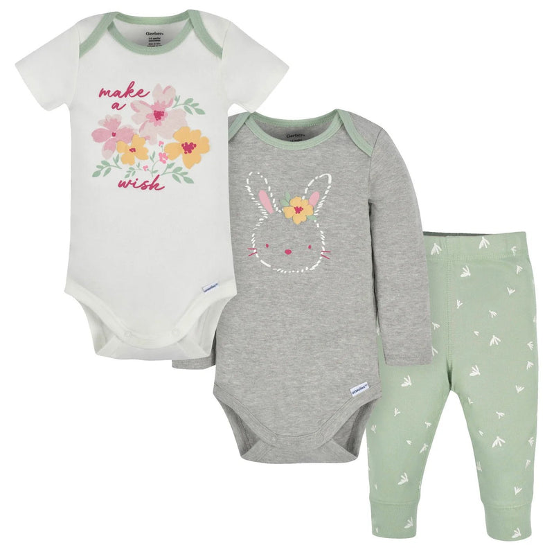 Gerber Childrenswear - Bunny 3 pc Set 0 - 3M