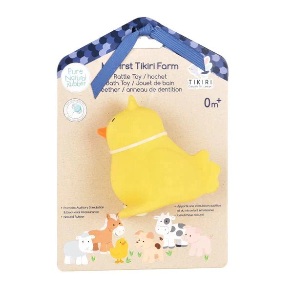 tikiri - Chick - Organic Natural Rubber Rattle Teether & Bath Toy