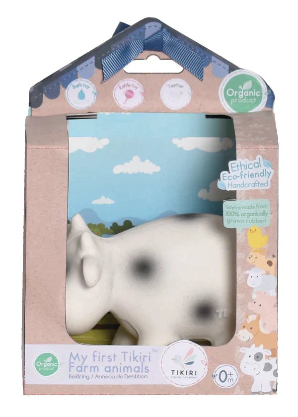 tikiri Cow Organic Natural Rubber Rattle Teether & Bath Toy