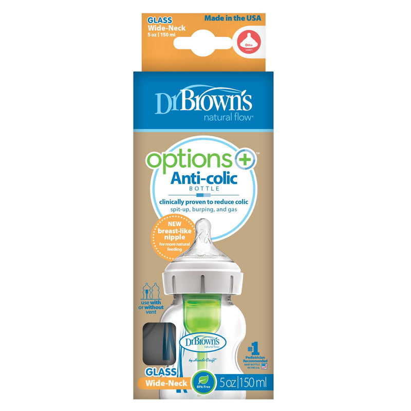 Dr. Brown’s - Natural Flow Options+ Glass Bottle Wide - Neck 5oz/150 ml