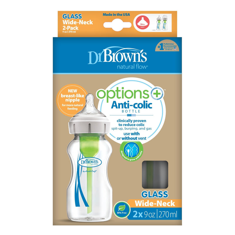 Dr. Brown’s Natural Flow Options+ Glass Bottle Wide - Neck 9oz/270 ml