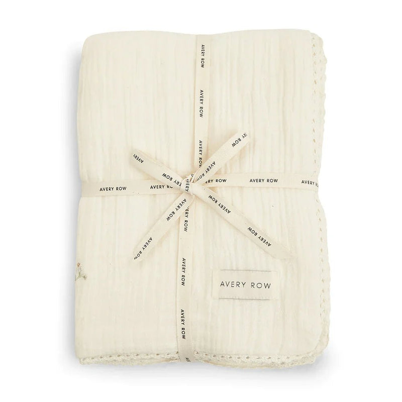 Avery Row Embroidered Muslin blanket