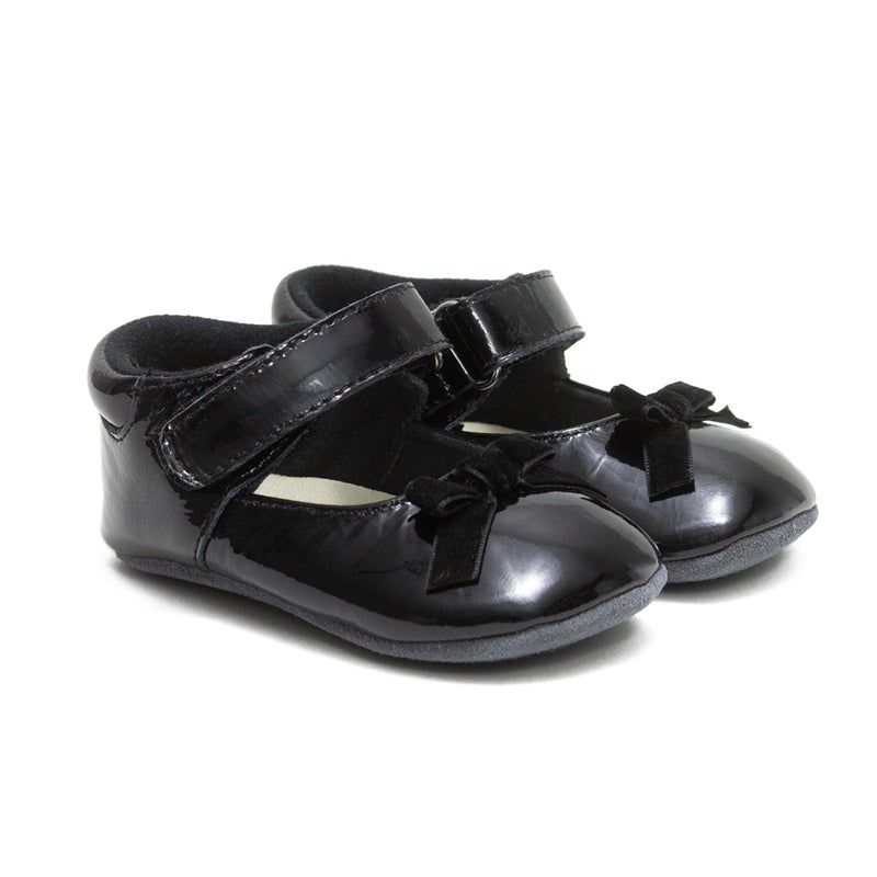 Robeez First Kicks Velvet Bow Black Patent