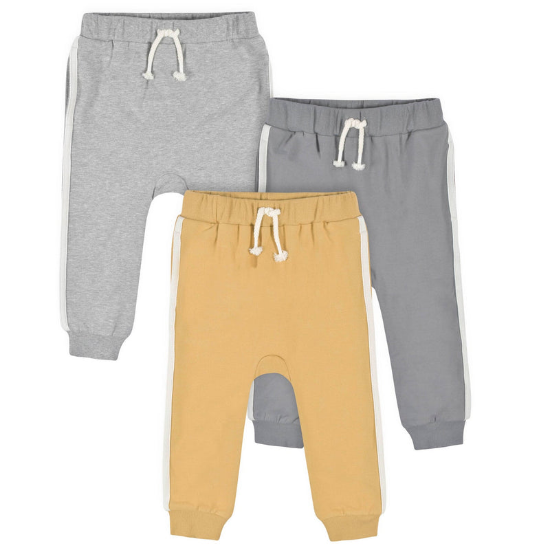 Gerber Childrenswear GRAY & YELLOW 3PK JOGGERS