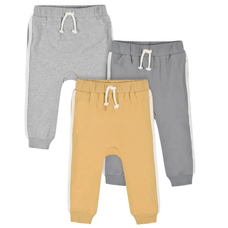 Gerber Childrenswear Gray & Yellow Joggers 3 Pk Set