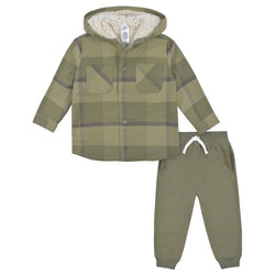 Gerber Childrenswear - Green Plaid Jacket & Jogger 2 Pc Set