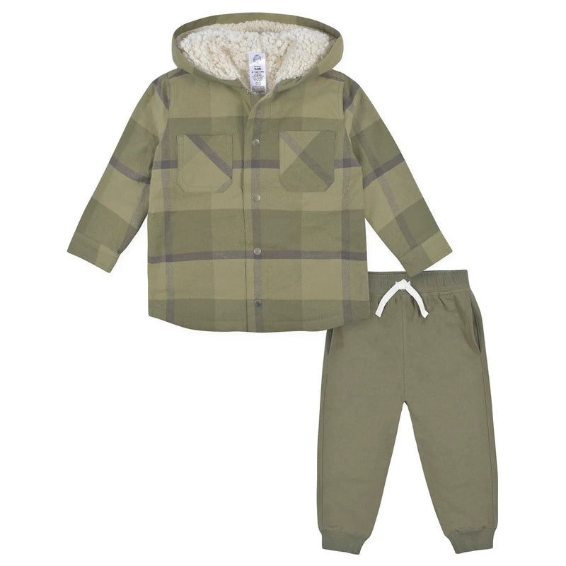 Gerber Childrenswear Green Plaid Jacket & Jogger 2 Pc Set