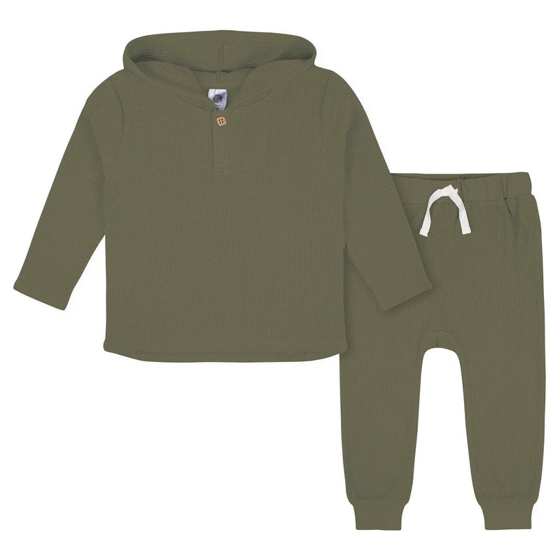 Gerber Childrenswear Green Waffle Knit Hoodie & Jogger 2 Pc Set