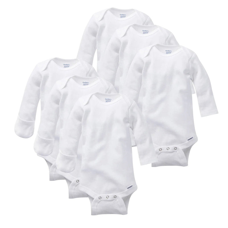 Gerber Childrenswear Neutral Long Sleeve Onesie Mitten Cuffs