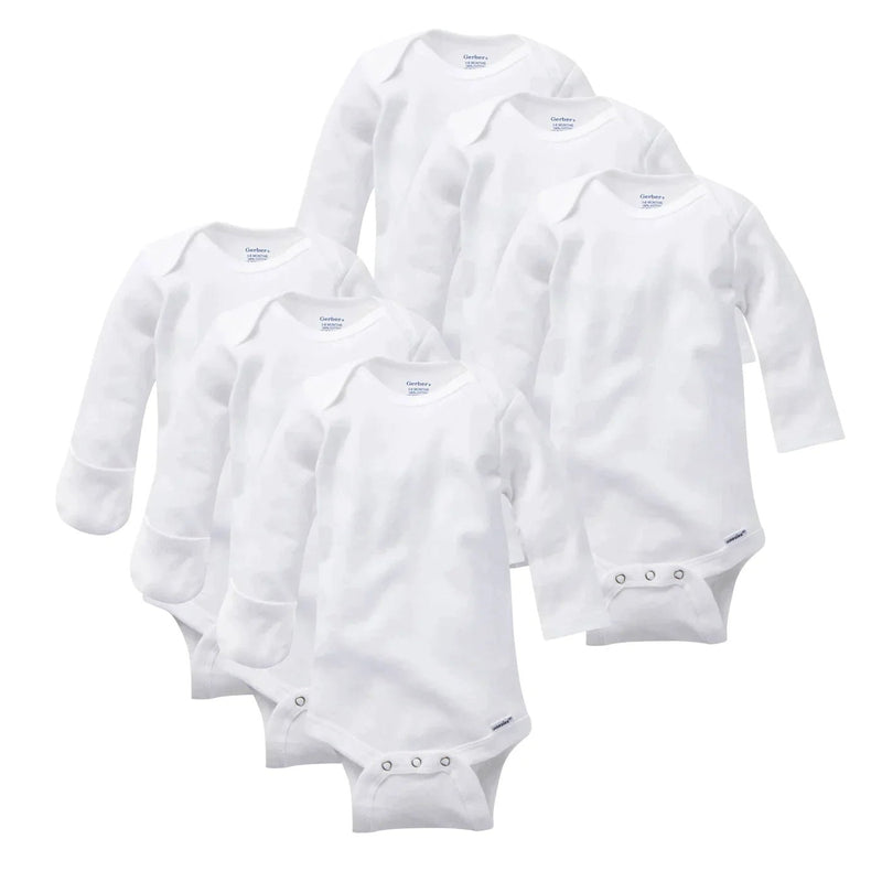 Gerber Childrenswear - Neutral Long Sleeve Onesie Mitten Cuffs 6pk