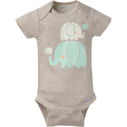 Gerber Childrenswear - Organic 8 - pk Baby Neutral Elephants Short - Sleeve Onesies