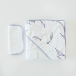 little unicorn - Hooded Towel & Washcloth Set