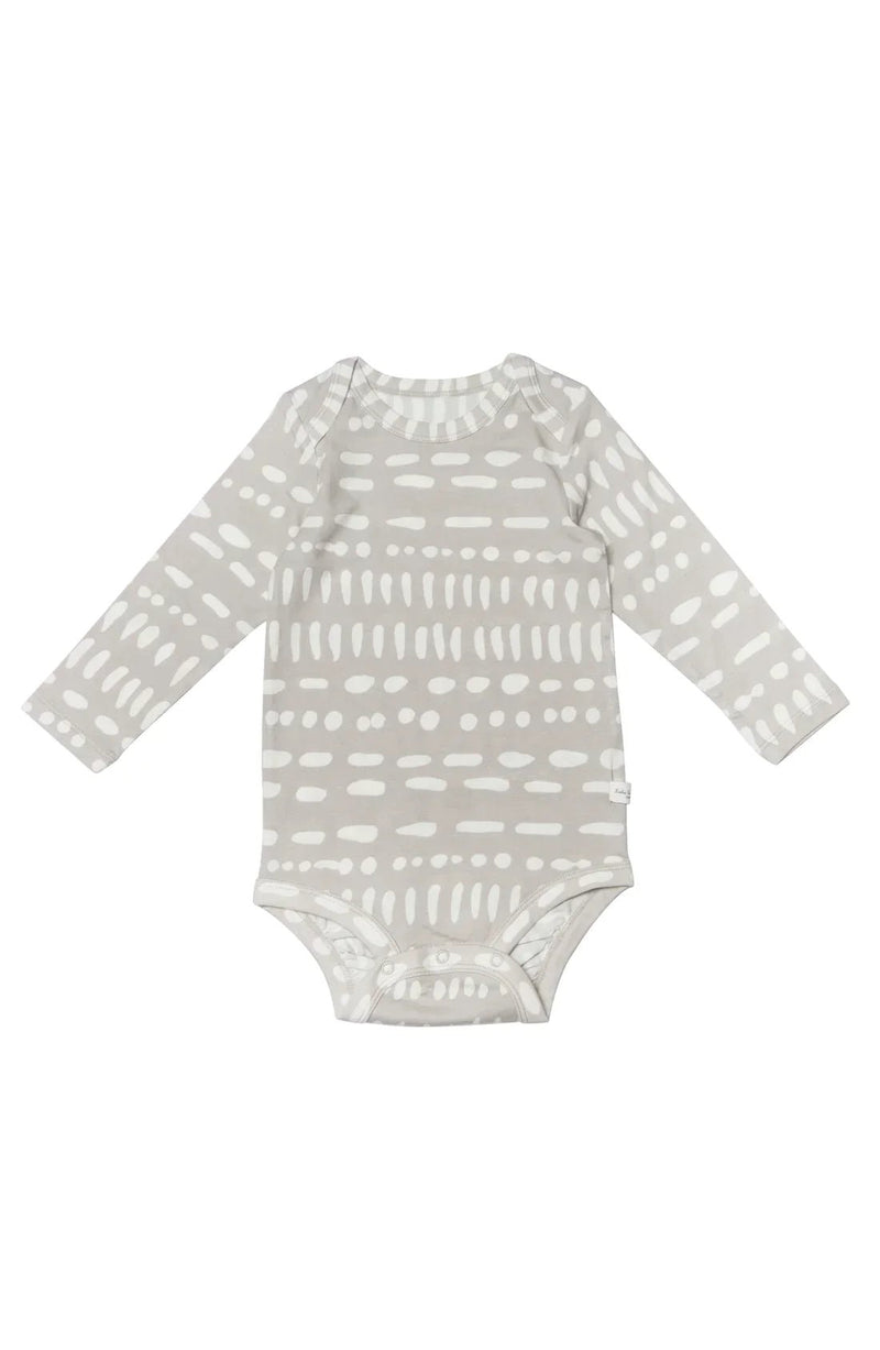 LOULOU LOLLIPOP Long Sleeve Bodysuit Grey Mudcloth