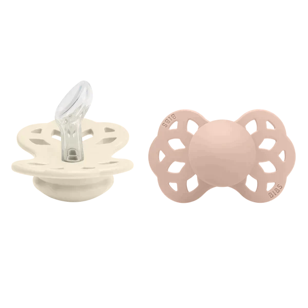 Sucette anatomique en silicone BIBS Infinity Ivoire/Blush Lot de 2