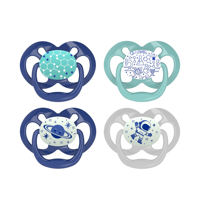 Advantage Pacifier Glow In The Dark -Stage 2 - 4 pack Blue