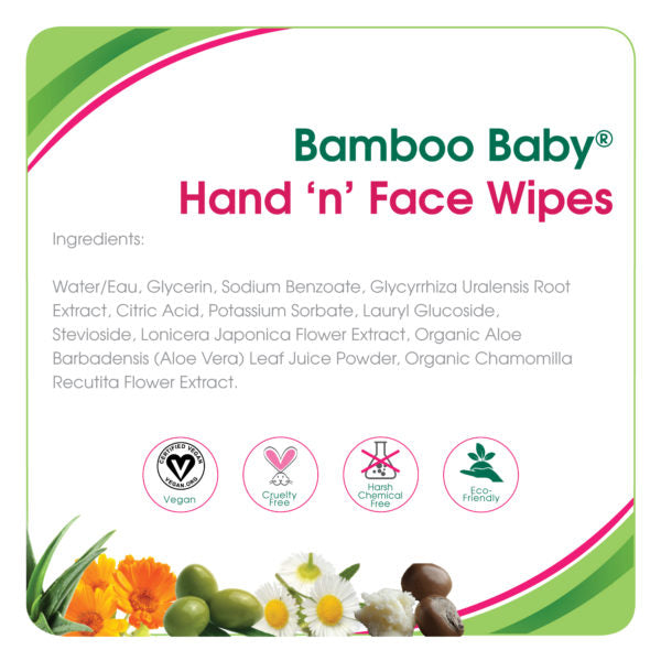 Lingettes pour les mains et le visage en bambou pour bébé