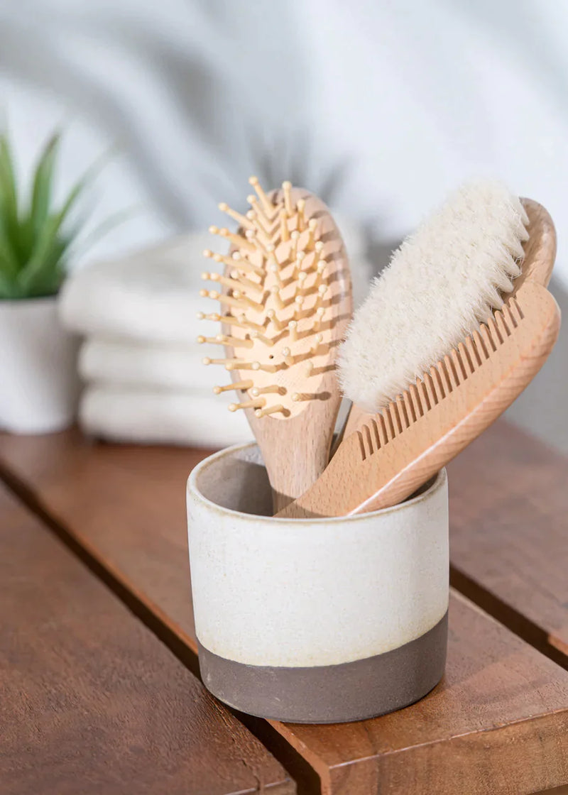 Lot de 3 brosses à cheveux en bois pour bébé