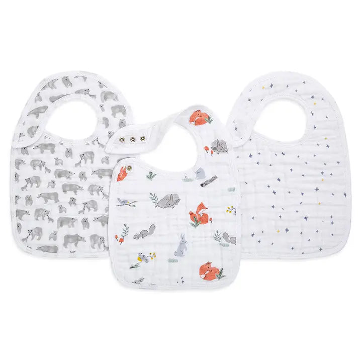 Cotton Muslin Snap Bibs 3pk