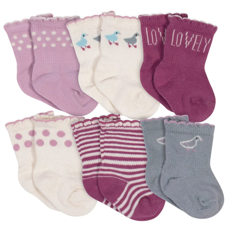 Lot de 6 paires de chaussettes anti-torsades en coton biologique pour bébé fille