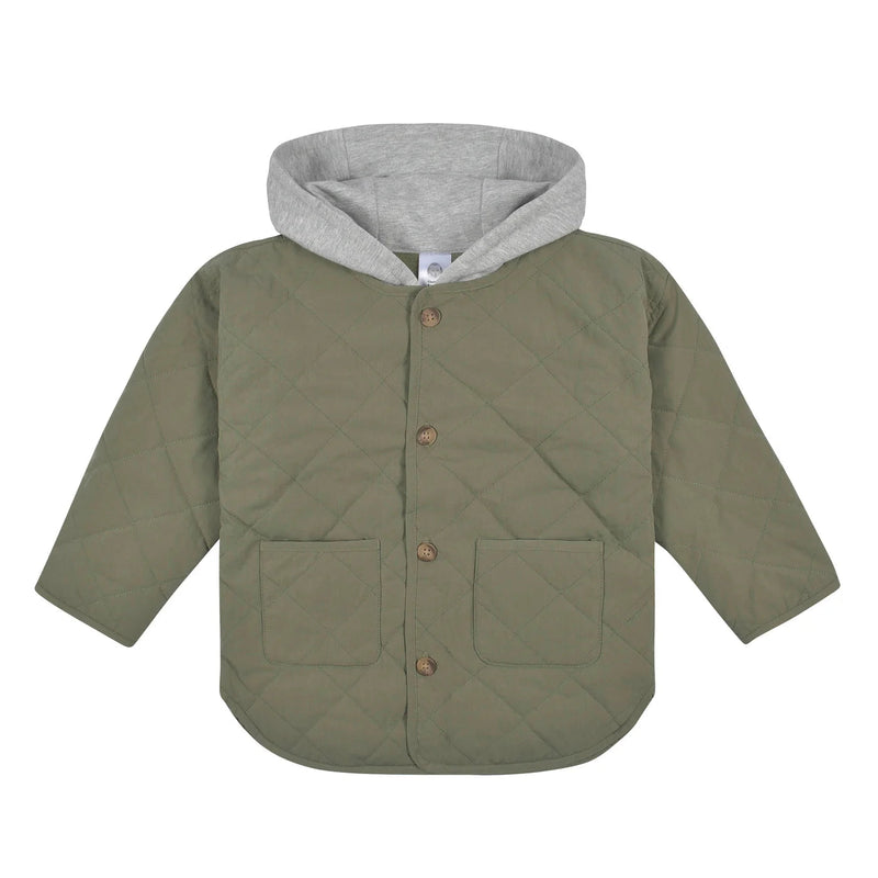 Ensemble veste à capuche matelassée verte