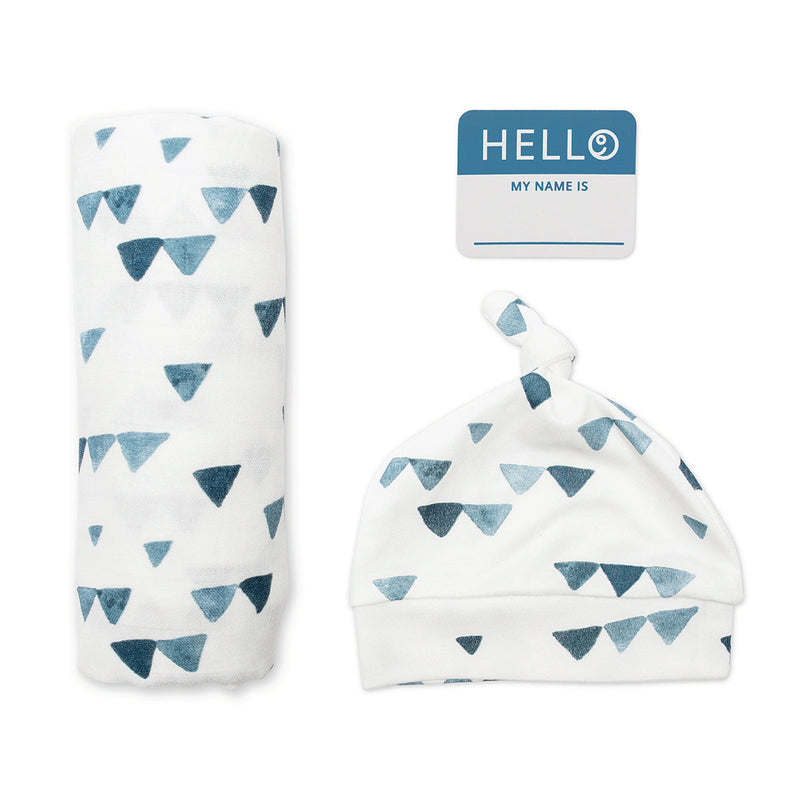 Lulujo Hello World Blanket & Knotted Hat