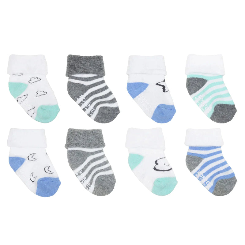 Lot de 8 paires de chaussettes pour bébé – Lune et étoiles