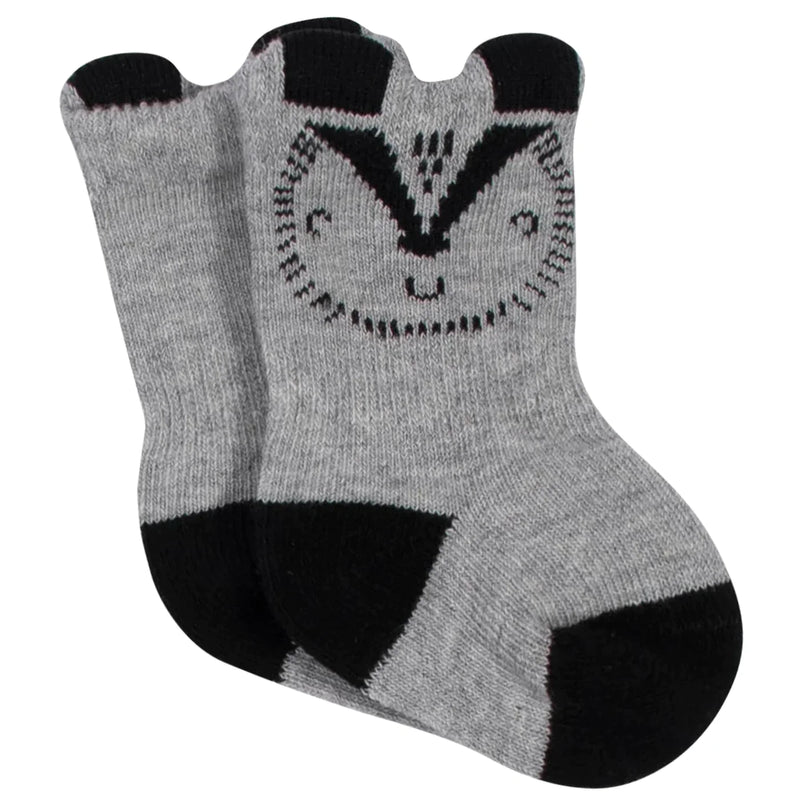 Lot de 6 paires de chaussettes anti-torsades en tissu biologique pour bébé garçon, motif Badger, taille 6/9