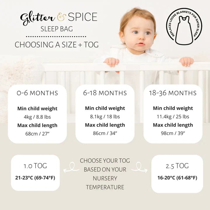 Glitter & Spice - Sleep Bag 2.5 Tog - Morning Fog 6 - 18M