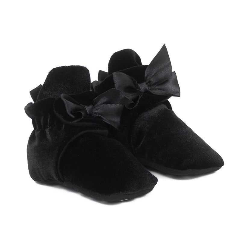 Robeez - Snap Bootie Holiday Bow Black Velvet